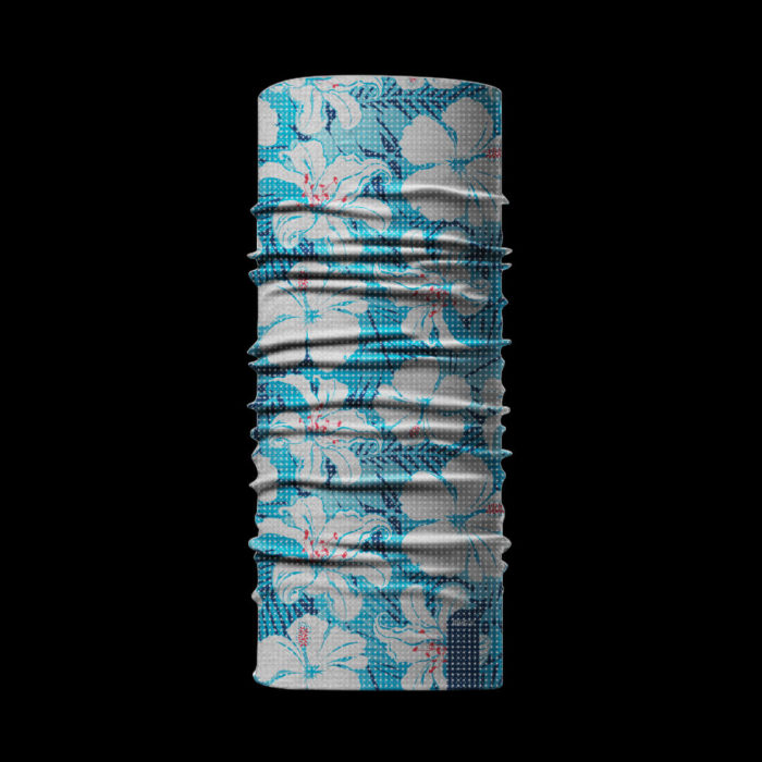 bandana tubolare fiori riflettente fondo nero Bandana Helki Pixel®