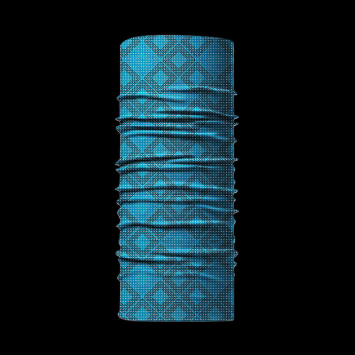 bandana tubolare blu azzurro riflettente fondo nero Bandana Cassian Pixel®