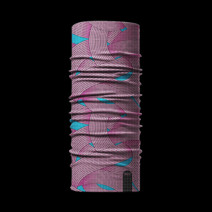 bandana tubolare rosa azzurro riflettente fondo nero Bandana Brenda Pixel®
