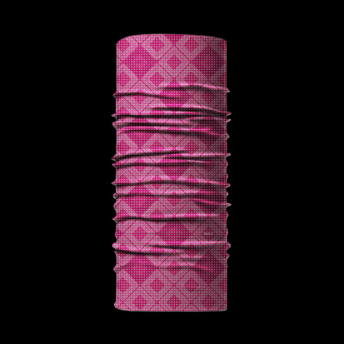 bandana tubolare rosa riflettente fondo nero Bandana Calypsa Pixel®